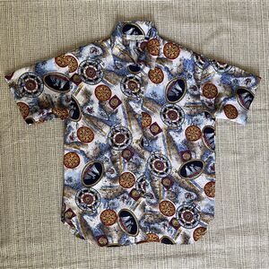 Vintage Laura & Jayne collection nautical sea print button up collar shirt Sz 8